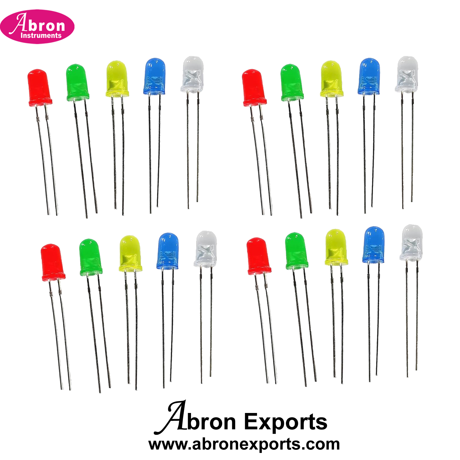  LED 5mm Colorful Pack of 100 5mm LED Light Bulbs with White, Green, Red, Yellow, and Blue Colors  20 Pieces Each Abron AE-1224LED5